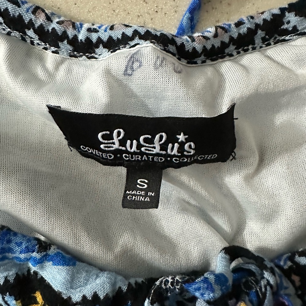 Lulu's Black and Blue Patterned Dress